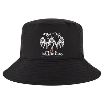 My Heart Is On The Line Offensive Lineman Vintage Football Cool Comfort Performance Bucket Hat