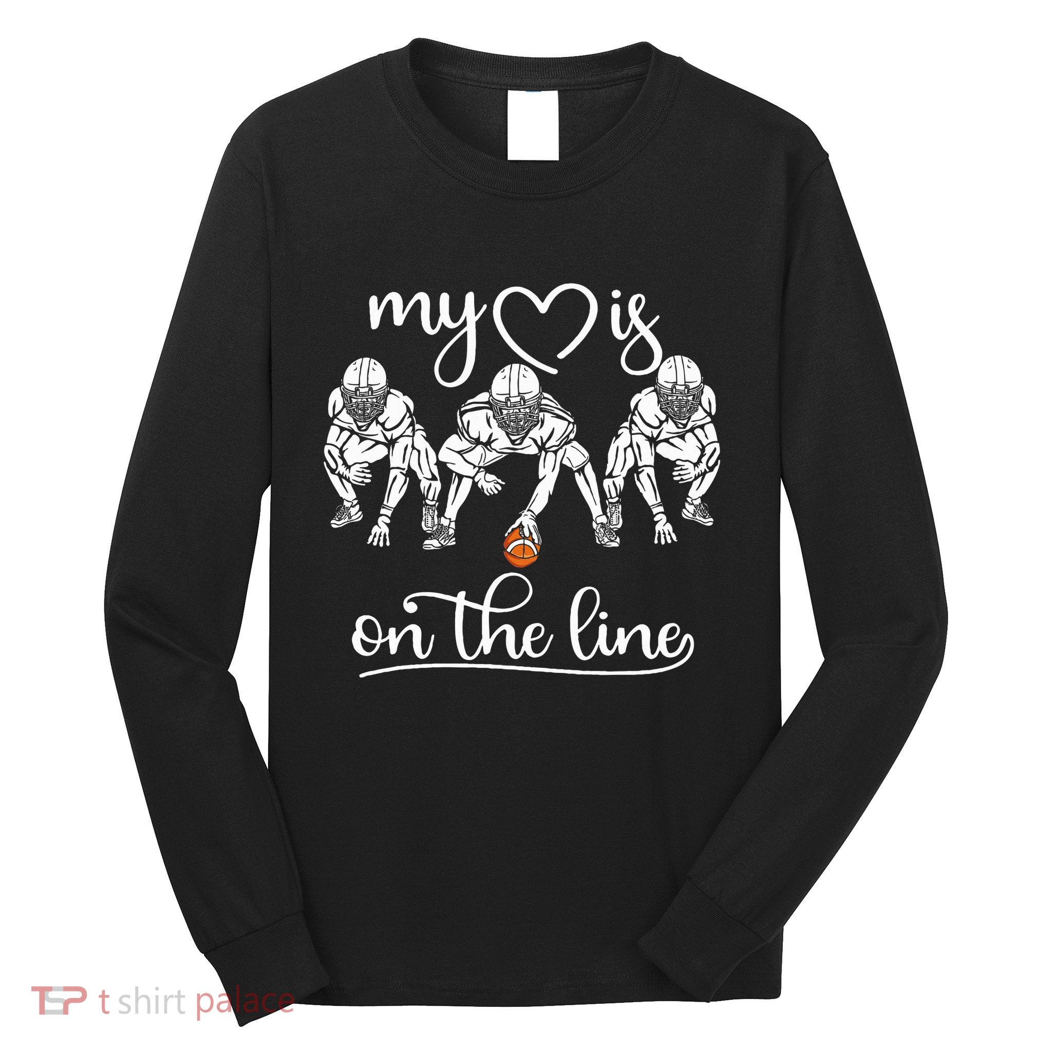 My Heart Is On The Line Offensive Lineman Vintage Football Long Sleeve Shirt