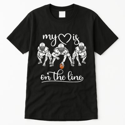 My Heart Is On The Line Offensive Lineman Vintage Football Tall T-Shirt