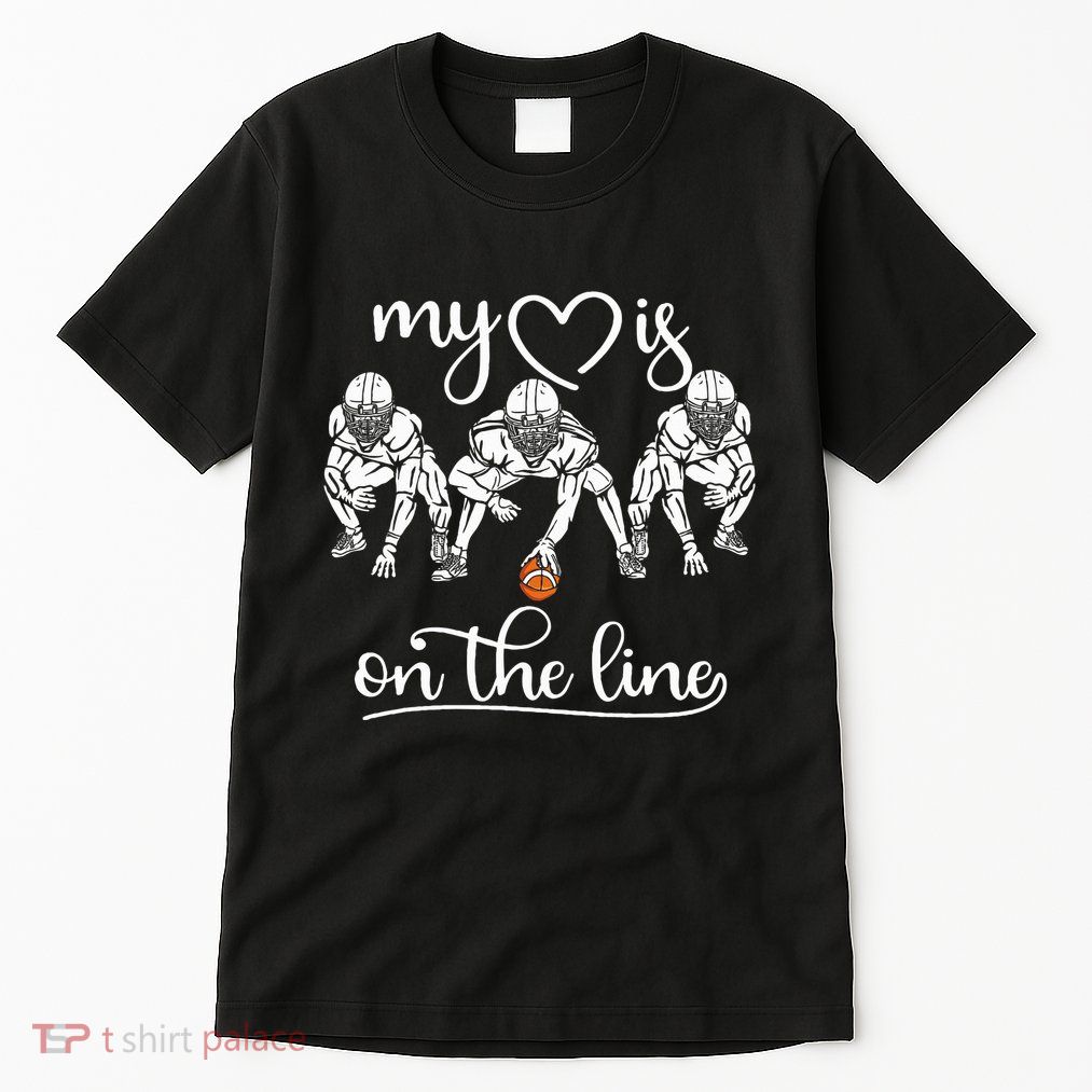 My Heart Is On The Line Offensive Lineman Vintage Football Tall T-Shirt