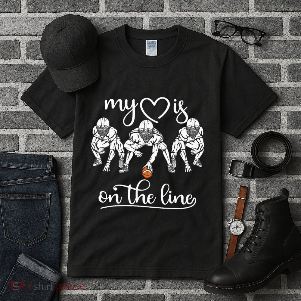 My Heart Is On The Line Offensive Lineman Vintage Football Tall T-Shirt
