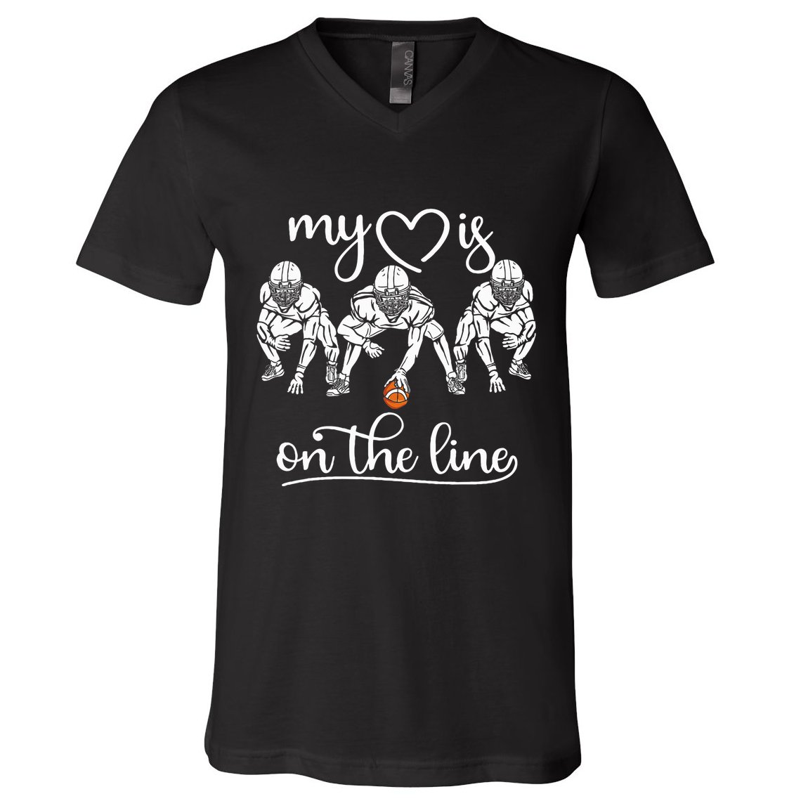 My Heart Is On The Line Offensive Lineman Vintage Football V-Neck T-Shirt