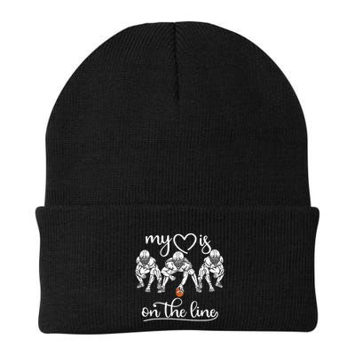 My Heart Is On The Line Offensive Lineman Vintage Football Beanie