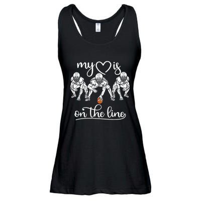 My Heart Is On The Line Offensive Lineman Vintage Football Ladies Essential Flowy Tank