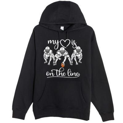 My Heart Is On The Line Offensive Lineman Vintage Football Premium Pullover Hoodie