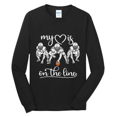 My Heart Is On The Line Offensive Lineman Vintage Football Tall Long Sleeve T-Shirt