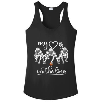 My Heart Is On The Line Offensive Lineman Vintage Football Ladies PosiCharge Competitor Racerback Tank