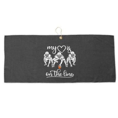My Heart Is On The Line Offensive Lineman Vintage Football Large Microfiber Waffle Golf Towel