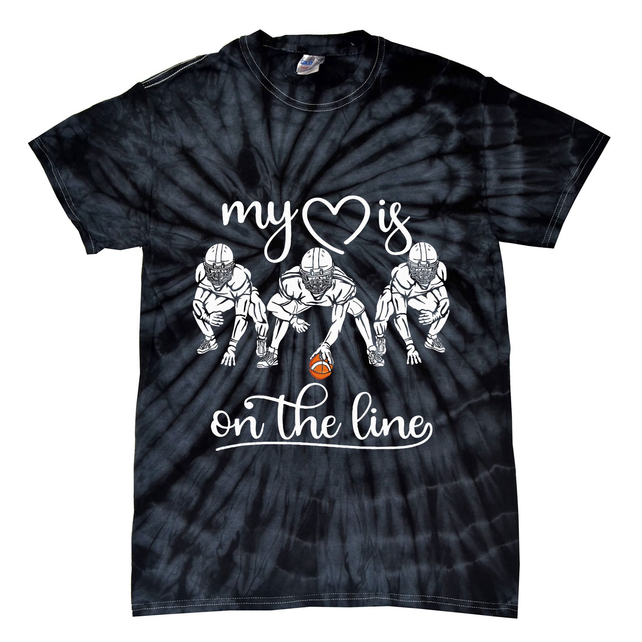My Heart Is On The Line Offensive Lineman Vintage Football Tie-Dye T-Shirt