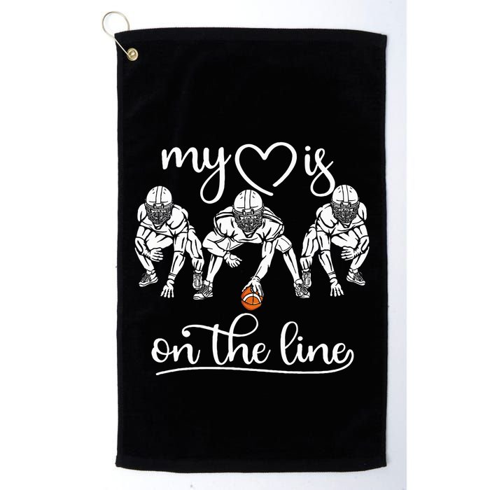 My Heart Is On The Line Offensive Lineman Vintage Football Golf Towel