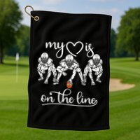 My Heart Is On The Line Offensive Lineman Vintage Football Golf Towel