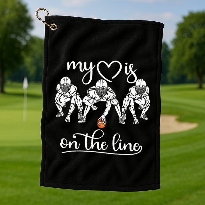 My Heart Is On The Line Offensive Lineman Vintage Football Golf Towel