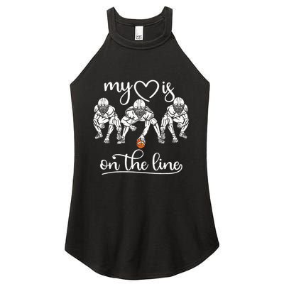My Heart Is On The Line Offensive Lineman Vintage Football Women's Perfect Tri Rocker Tank