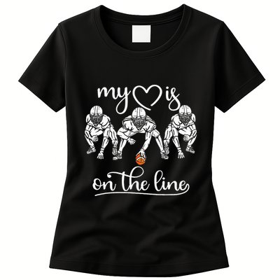 My Heart Is On The Line Offensive Lineman Vintage Football Womens T-Shirt