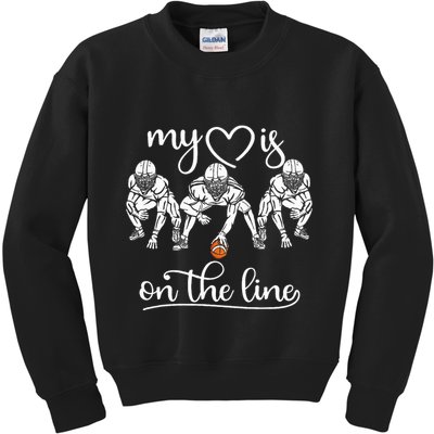 My Heart Is On The Line Offensive Lineman Vintage Football Kids Sweatshirt