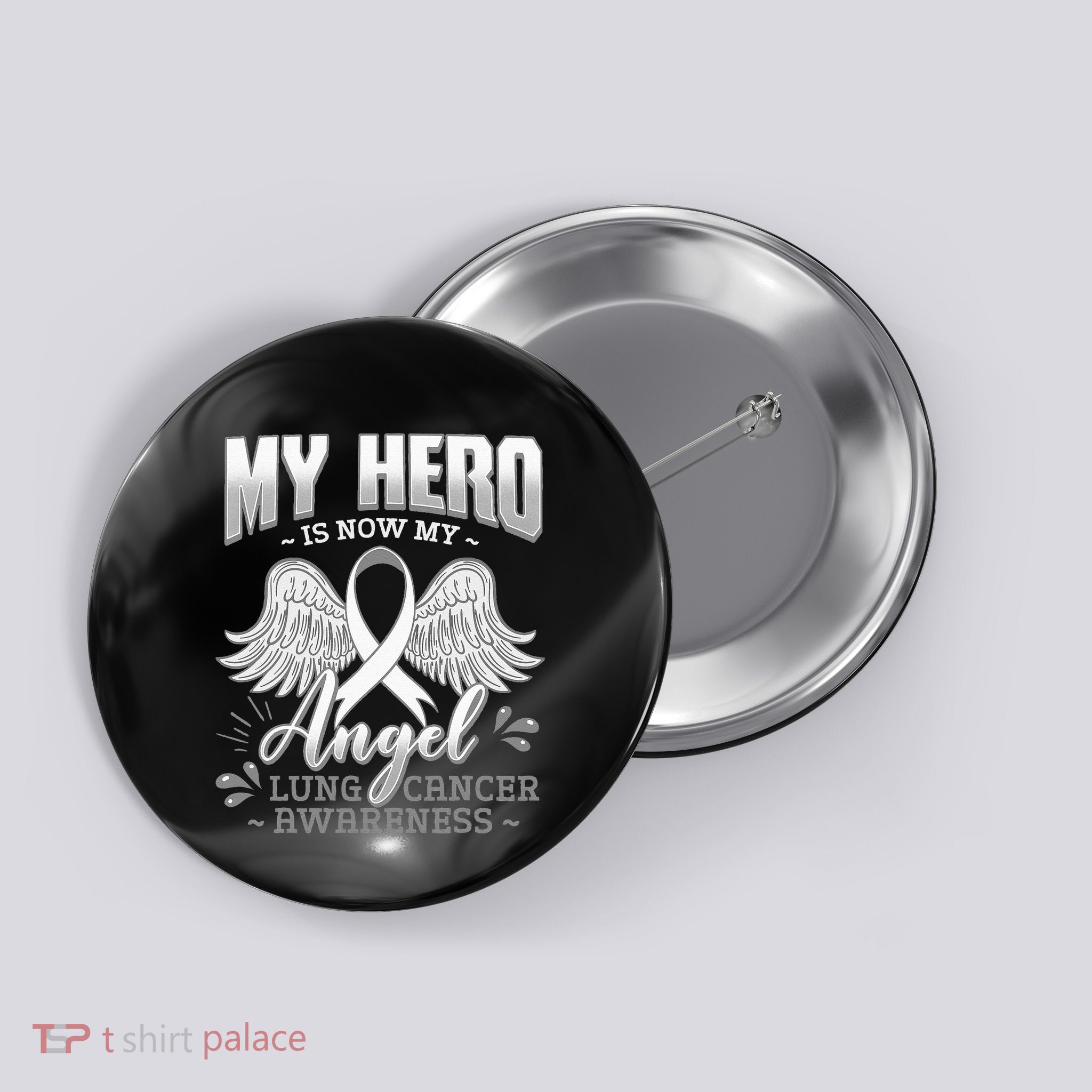 My Hero Is Now My Angel Lung Cancer Carcinoma Tumor Button
