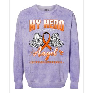 My Hero Is Now My Angel Leukemia Bone Marrow Hematologists Colorblast Crewneck Sweatshirt