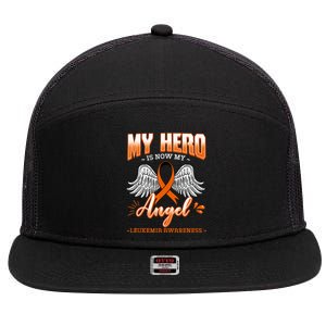 My Hero Is Now My Angel Leukemia Bone Marrow Hematologists 7 Panel Mesh Trucker Snapback Hat