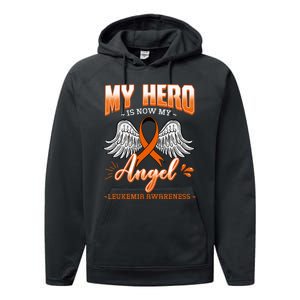 My Hero Is Now My Angel Leukemia Bone Marrow Hematologists Performance Fleece Hoodie