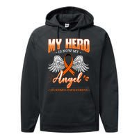 My Hero Is Now My Angel Leukemia Bone Marrow Hematologists Performance Fleece Hoodie