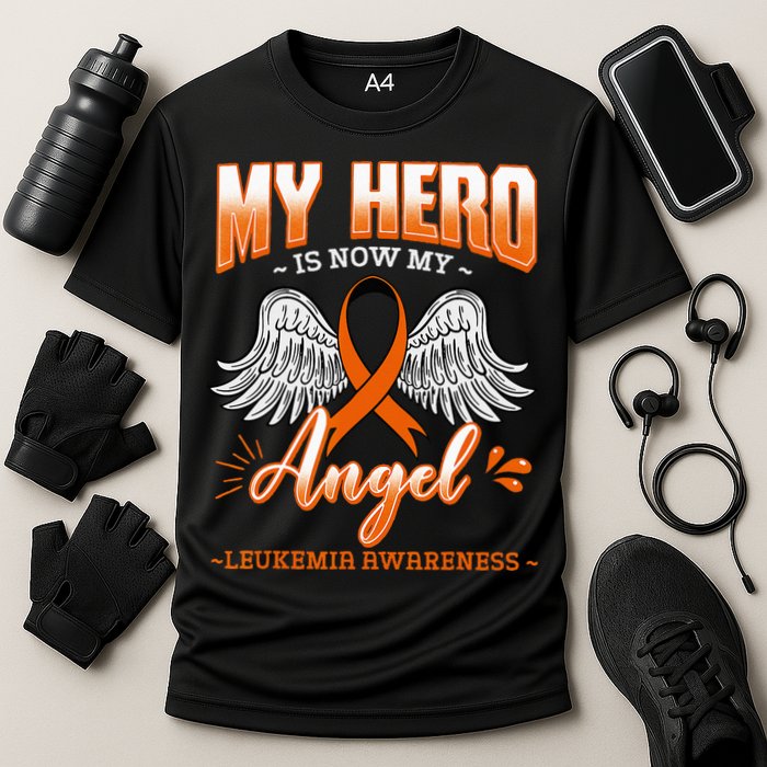 My Hero Is Now My Angel Leukemia Bone Marrow Hematologists Cooling Performance Crew T-Shirt
