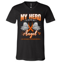 My Hero Is Now My Angel Leukemia Bone Marrow Hematologists V-Neck T-Shirt