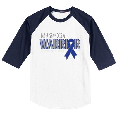 My Husband Is A Warrior Colon Cancer Support Gift Baseball Sleeve Shirt