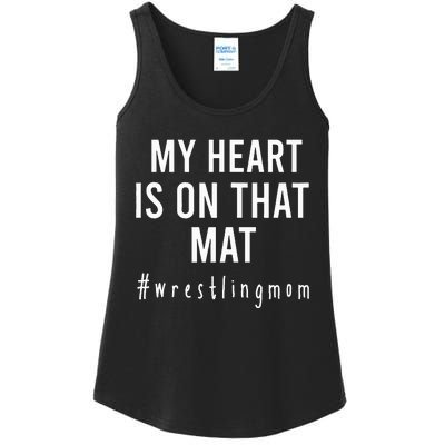 My Heart Is On That Mat Wrestling Mom Ladies Essential Tank