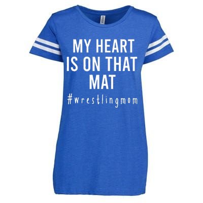 My Heart Is On That Mat Wrestling Mom Enza Ladies Jersey Football T-Shirt