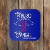 My Hero Is Now My Angel Alzheimers Awareness Gift Coaster