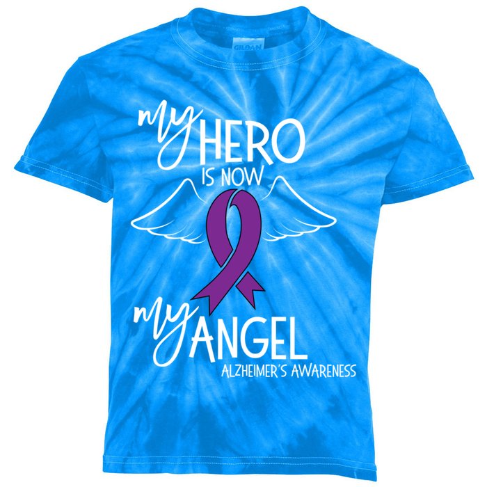 My Hero Is Now My Angel Alzheimers Awareness Gift Kids Tie-Dye T-Shirt