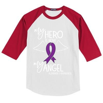 My Hero Is Now My Angel Alzheimers Awareness Gift Kids Colorblock Raglan Jersey