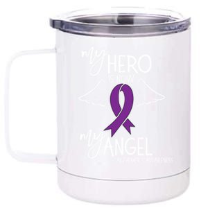 My Hero Is Now My Angel Alzheimers Awareness Gift 12 oz Stainless Steel Tumbler Cup