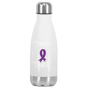 My Hero Is Now My Angel Alzheimers Awareness Gift Stainless Steel Insulated Water Bottle