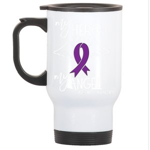 My Hero Is Now My Angel Alzheimers Awareness Gift Stainless Steel Travel Mug