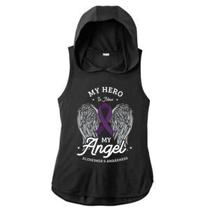 My Hero Is Now My Angel Alzheimer's Awareness Alzheimer Great Gift Ladies PosiCharge Tri-Blend Wicking Draft Hoodie Tank