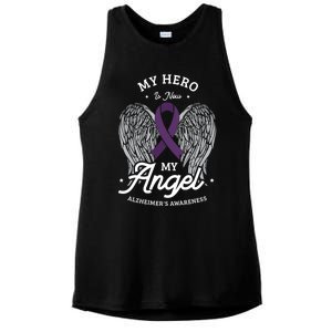 My Hero Is Now My Angel Alzheimer's Awareness Alzheimer Great Gift Ladies PosiCharge Tri-Blend Wicking Tank