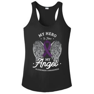 My Hero Is Now My Angel Alzheimer's Awareness Alzheimer Great Gift Ladies PosiCharge Competitor Racerback Tank