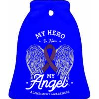 My Hero Is Now My Angel Alzheimer's Awareness Alzheimer Great Gift Ceramic Bell Ornament