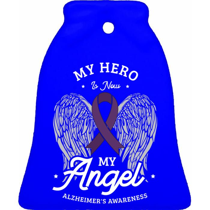 My Hero Is Now My Angel Alzheimer's Awareness Alzheimer Great Gift Ceramic Bell Ornament