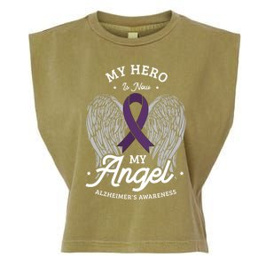 My Hero Is Now My Angel Alzheimer's Awareness Alzheimer Great Gift Garment-Dyed Women's Muscle Tee