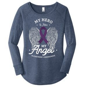 My Hero Is Now My Angel Alzheimer's Awareness Alzheimer Great Gift Women's Perfect Tri Tunic Long Sleeve Shirt