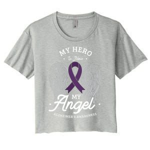 My Hero Is Now My Angel Alzheimer's Awareness Alzheimer Great Gift Women's Crop Top Tee