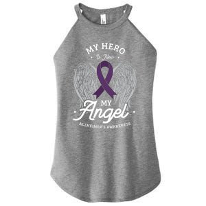 My Hero Is Now My Angel Alzheimer's Awareness Alzheimer Great Gift Women's Perfect Tri Rocker Tank