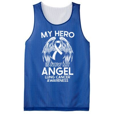 My Hero Is Now My Angel Lung Cancer Awareness Supporter Gift Mesh Reversible Basketball Jersey Tank