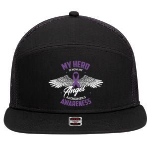 My Hero Is Now My Angel Alzheimer's Awareness Alzheimer Cute Gift 7 Panel Mesh Trucker Snapback Hat