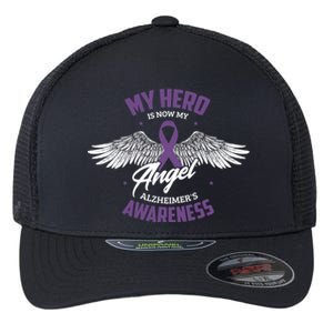 My Hero Is Now My Angel Alzheimer's Awareness Alzheimer Cute Gift Flexfit Unipanel Trucker Cap