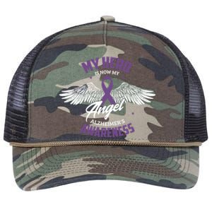 My Hero Is Now My Angel Alzheimer's Awareness Alzheimer Cute Gift Retro Rope Trucker Hat Cap