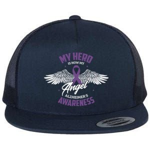 My Hero Is Now My Angel Alzheimer's Awareness Alzheimer Cute Gift Flat Bill Trucker Hat