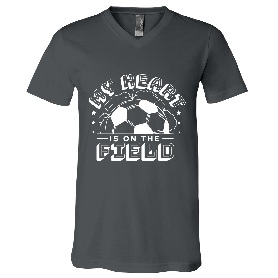My Heart Is On The Field Soccer V-Neck T-Shirt